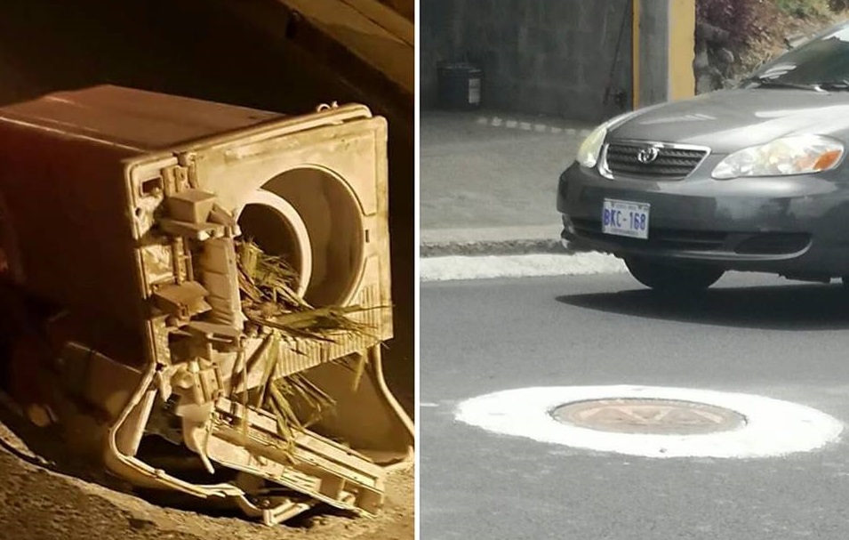 (+VIDEO) Denuncia: Lavadora era utilizada como tapa de alcantarilla