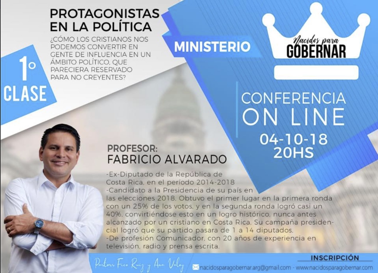 ¡Fabricio Alvarado vuelve a hablar de política! Brindará charla virtual sobre cristianos en la política