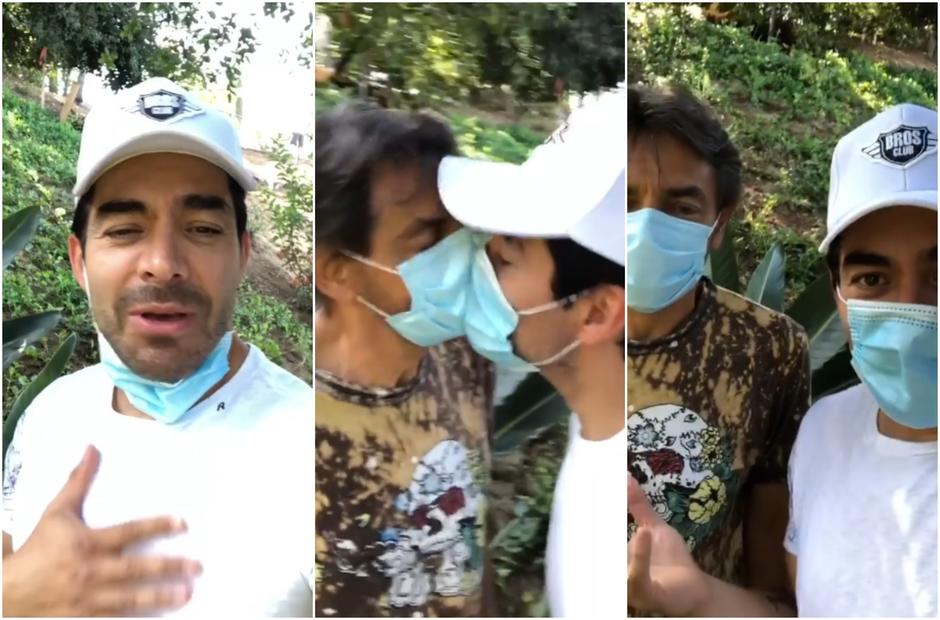 Eugenio Derbez y Omar Chaparro sorprenden con un beso en la boca