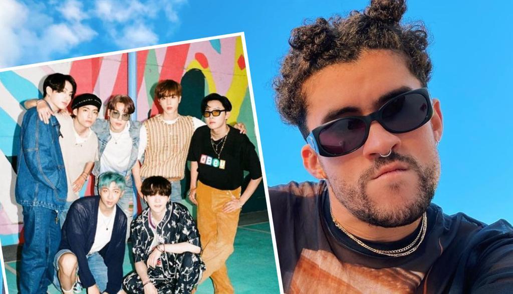 El puertorriqueño no descartó la posibilidad de trabajar con los surcoreanos. | Instagram @BadBunnyPR, @BTS.BigHitOfficial