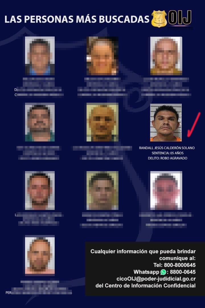Detienen a uno de los más buscados por el OIJ

 