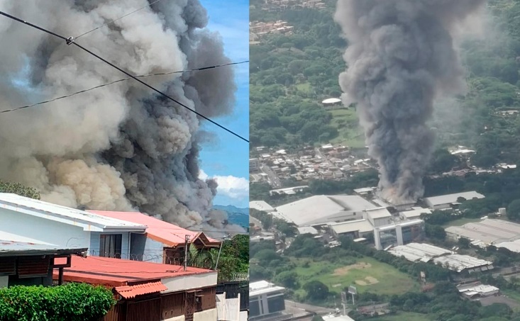 Incendio consume fábrica de hules en Santa Ana 