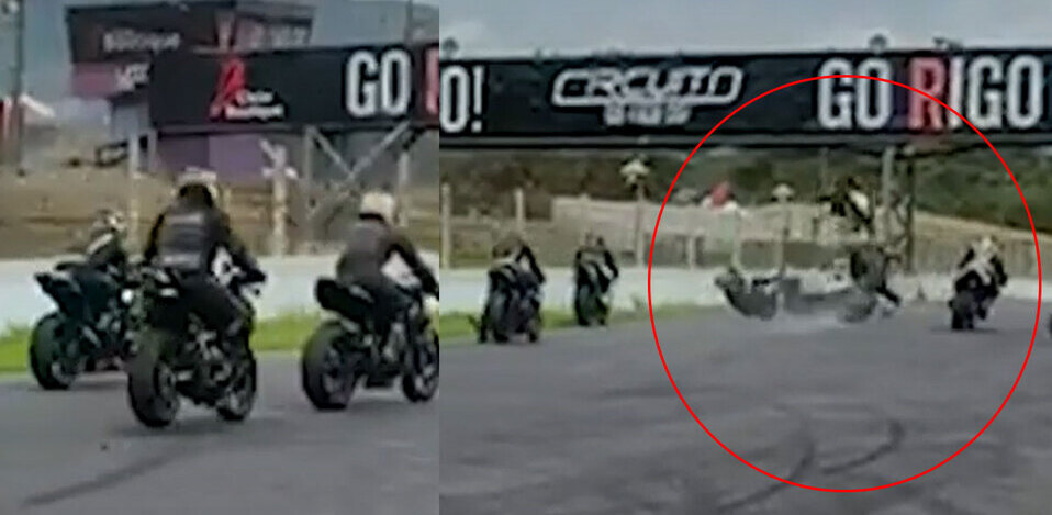 Motorizados colisionan durante carrera en la Guácima Motorizados colisionan durante carrera en la Guácima