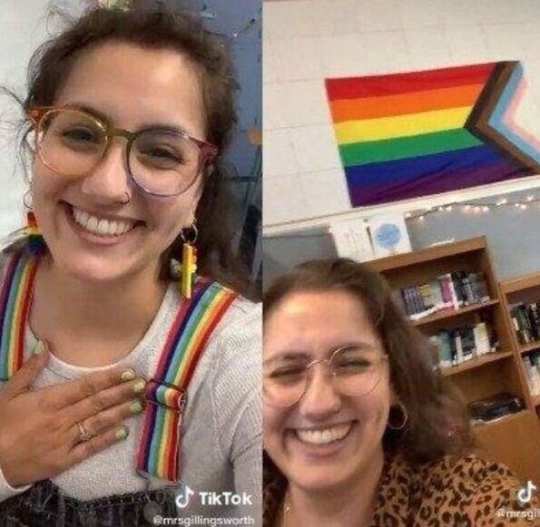 Kristin Pitzen pedía a sus alumnos jurar lealtad a la bandera LGBT Kristin Pitzen pedía a sus alumnos jurar lealtad a la bandera LGBT