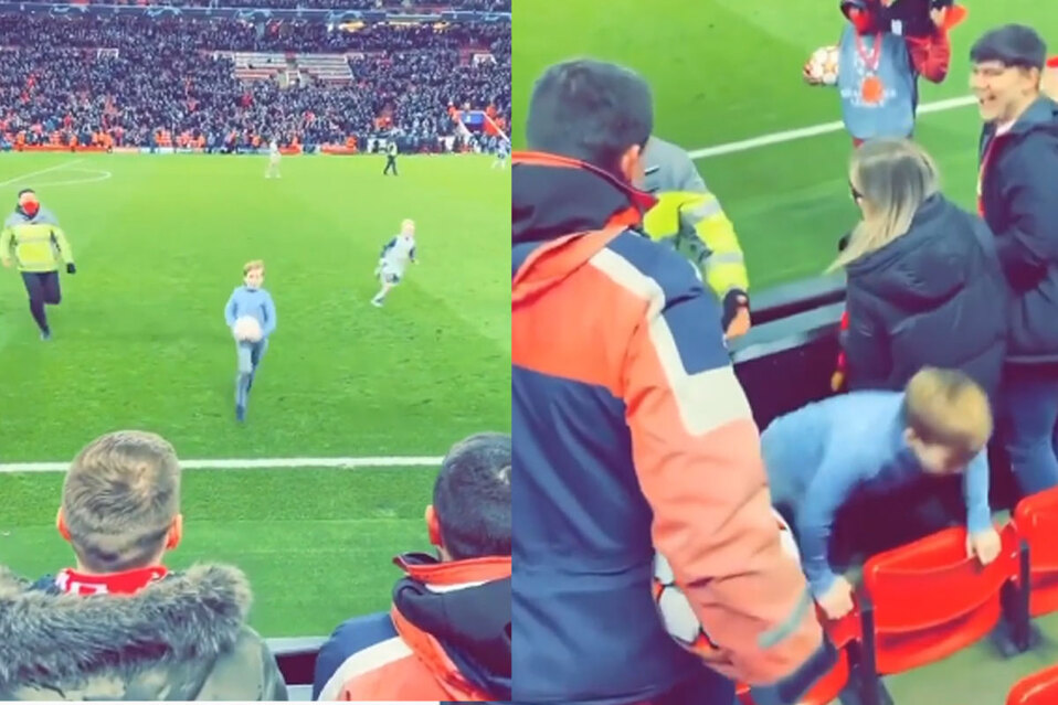 Niño ingresa a la cancha y se roba un balón en pleno partido de la Champions League Niño ingresa a la cancha y se roba un balón en pleno partido de la Champions League
