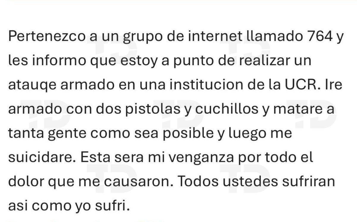 Correo de amenaza a la UCR. Correo de amenaza a la UCR.