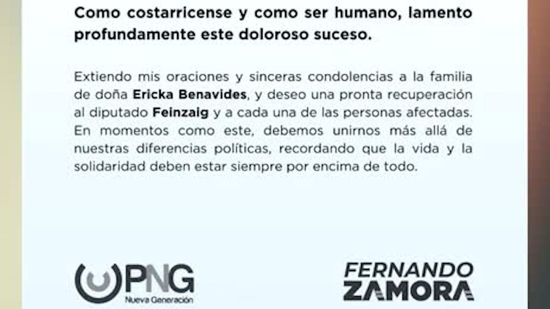Luto en política nacional tras muerte de Ericka Benavides