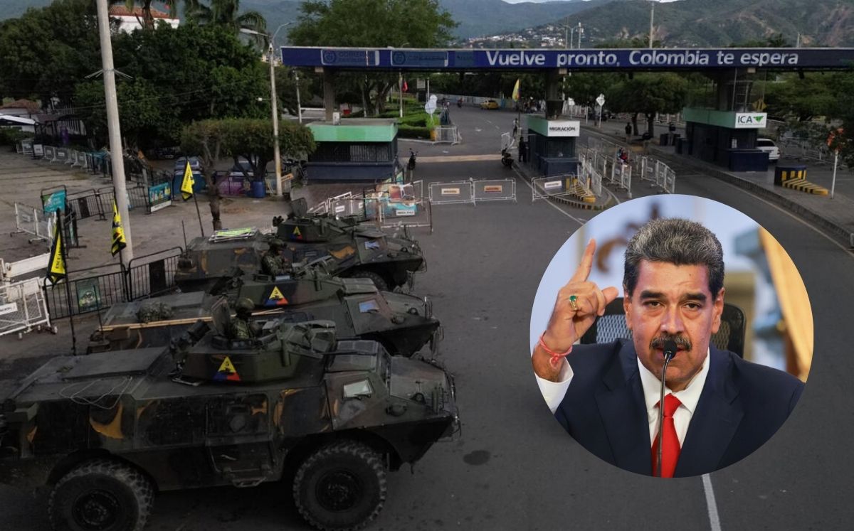 Soldados colombianos custodian un paso fronterizo con Venezuela (Telediario).