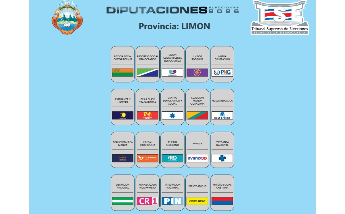 Orden de la papeleta de diputaciones por Limón. (TSE)