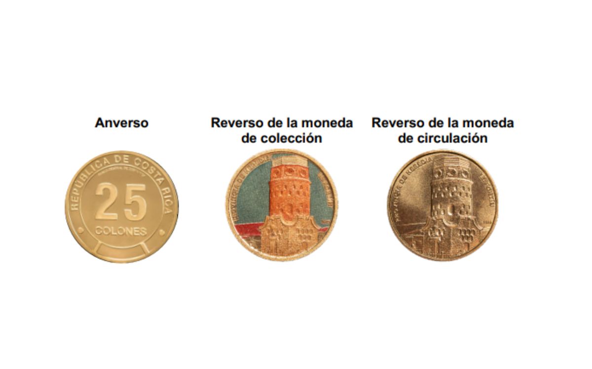 Moneda de 25 colones de circulación y colección. (BCCR)