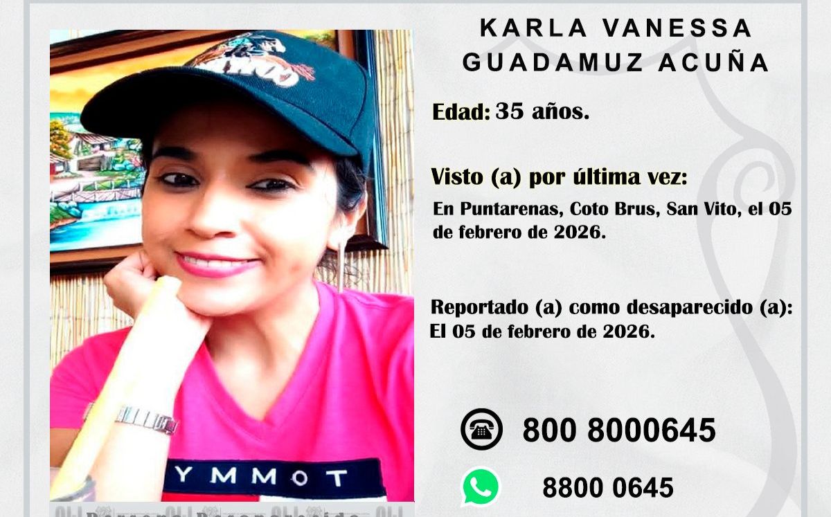 Karla Guadamuz desapareció en Puntarenas