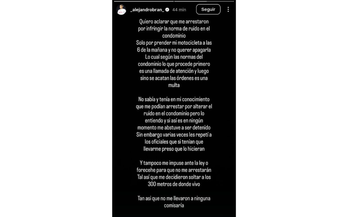 Mensaje de Alejandro Bran.