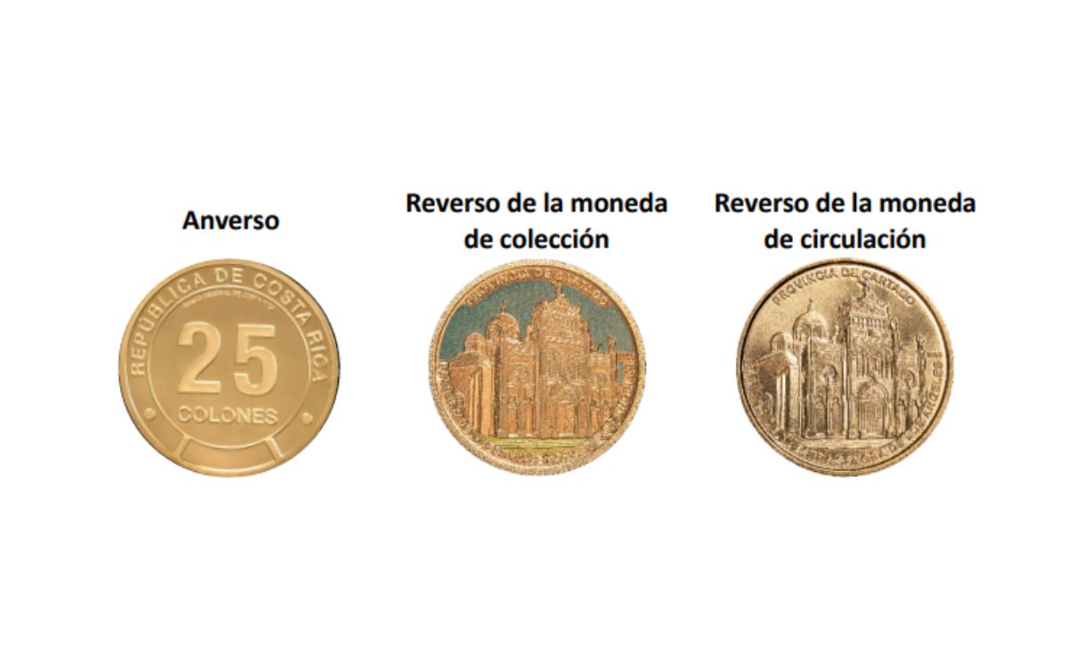 Moneda de 25 colones de circulación y colección. (BCCR)