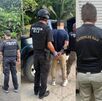 Tres de los oficiales detenidos por los agentes judiciales. (OIJ)