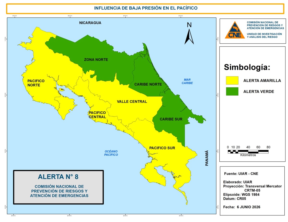 CNE eleva alerta amarilla por fuertes lluvias y riesgo de inundaciones