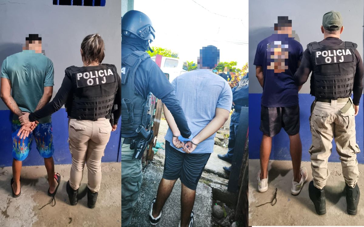 Tres de los detenidos en Orotina. (OIJ)