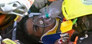El operativo fue realizado por equipos internacionales de rescate, entre la Cruz Roja Costarricense. (Foto por FEDERICO PARRA / AFP)
