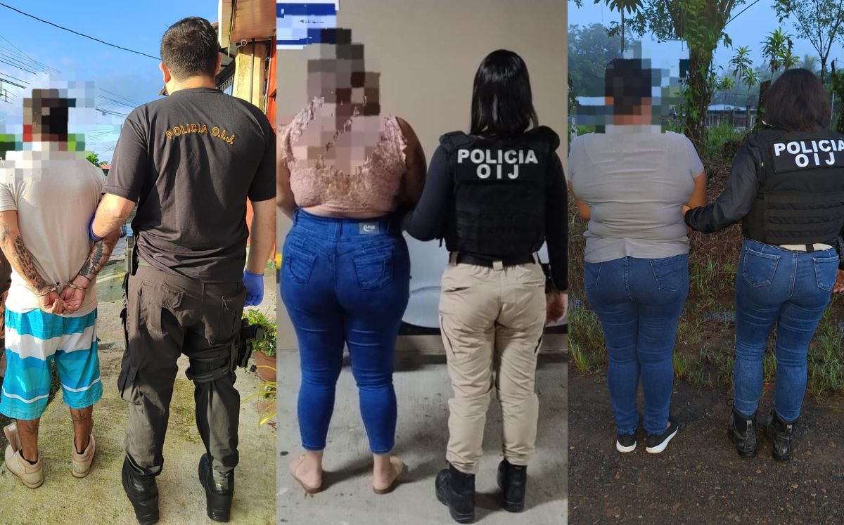 Tres de los sospechosos detenidos por las autoridades. (OIJ)