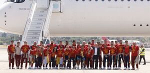 La selección española llegó a Madrid.(Foto por OSCAR DEL POZO / AFP)