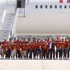 La selección española llegó a Madrid.(Foto por OSCAR DEL POZO / AFP)