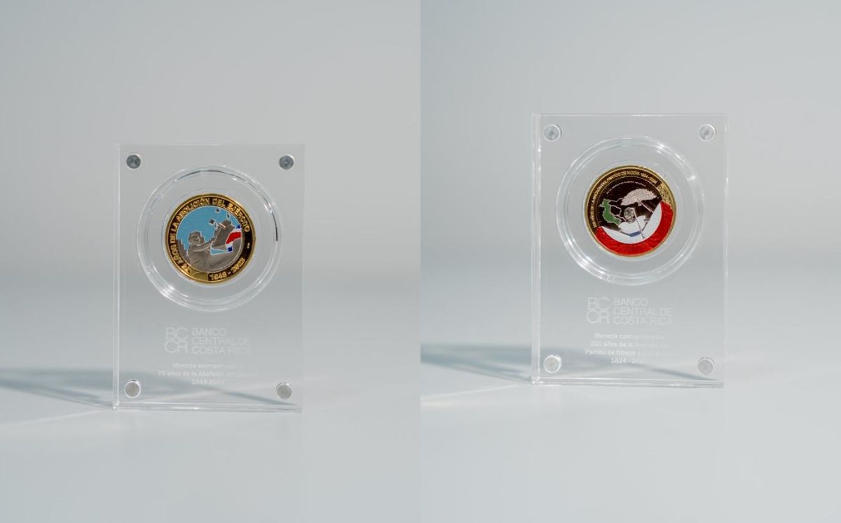 Monedas conmemorativas de la Anexión del Partido de Nicoya y la Abolición del Ejército. (BN)