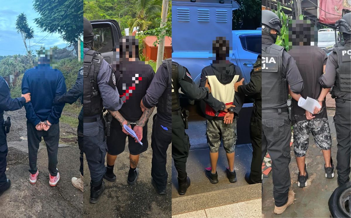 Cuatro de los detenidos durante los operativos. (OIJ)
