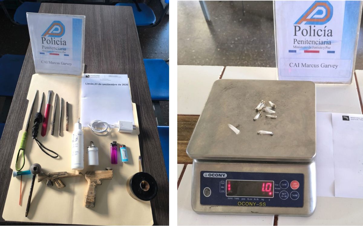 Objetos y droga decomisada. (Policía Penitenciaria)