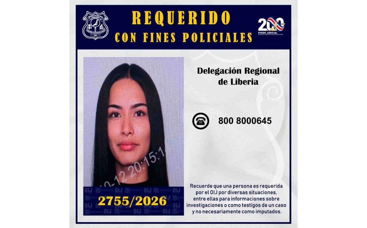 Las autoridades mantienen la búsqueda de la mujer de 22 años. (OIJ)