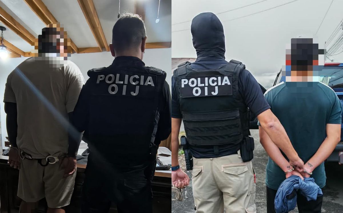 Dos de los sospechosos detenidos por los agentes judiciales. (OIJ)